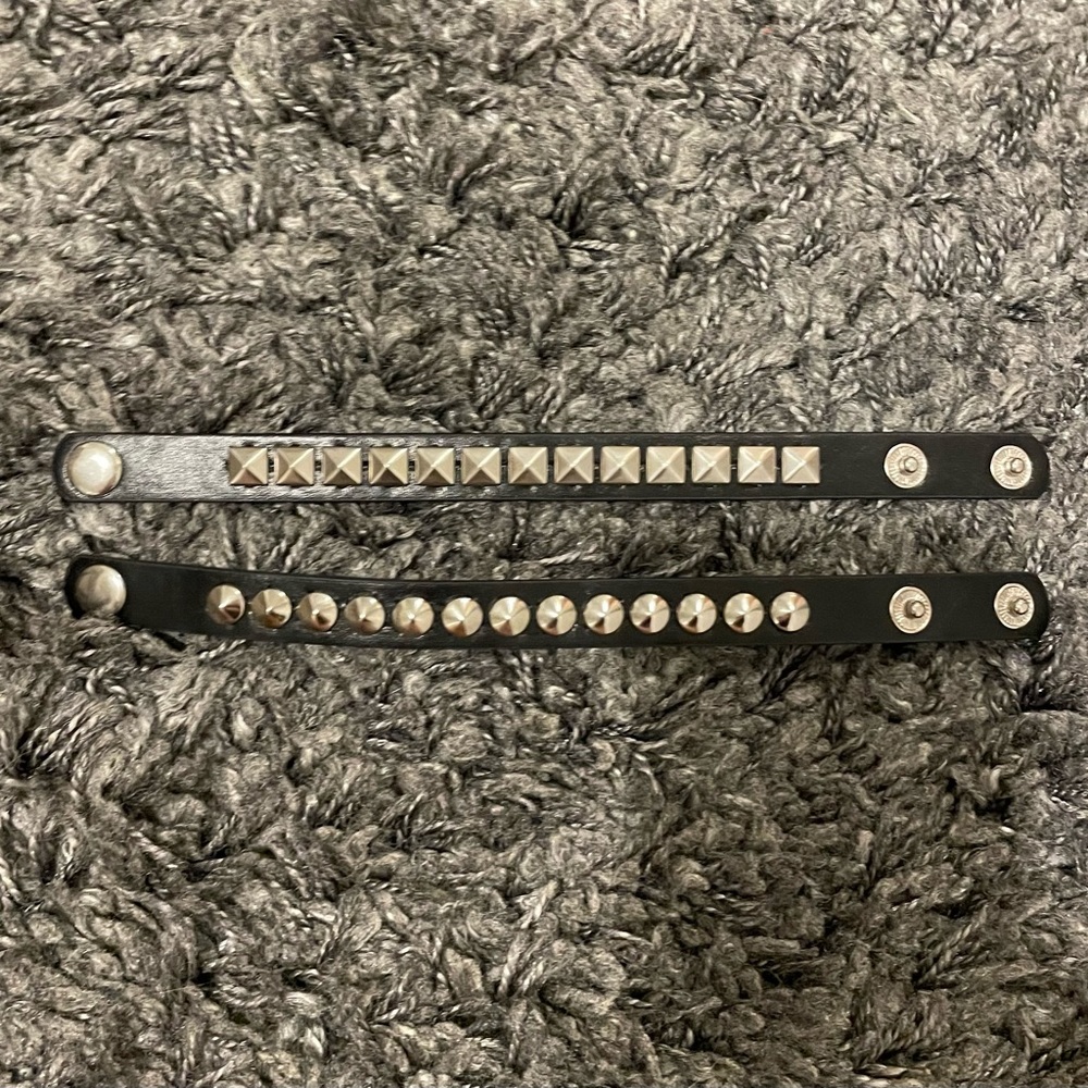 black leather studded bracelets